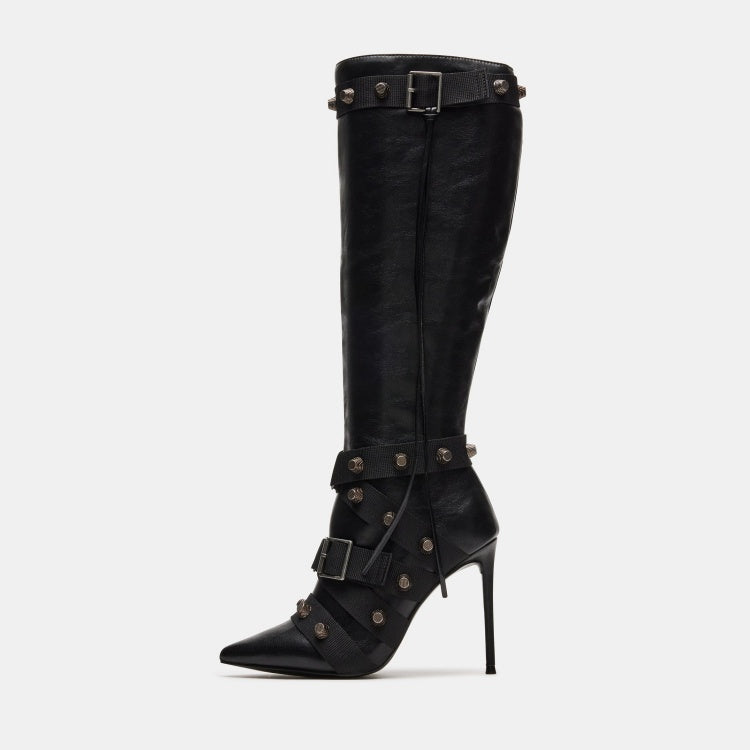 Leathern Pointed Stiletto Heel High