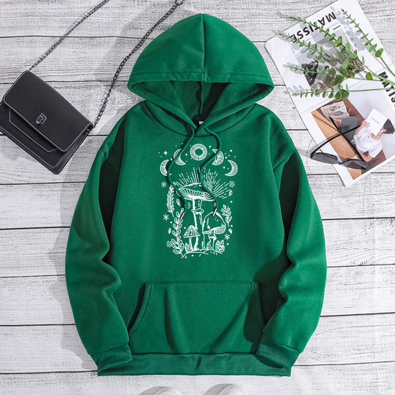 Wrap Collar Velvet Thickened Hooded Sweatshirt