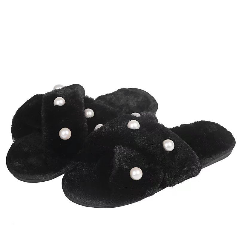 Warm Pearl Cross Slippers