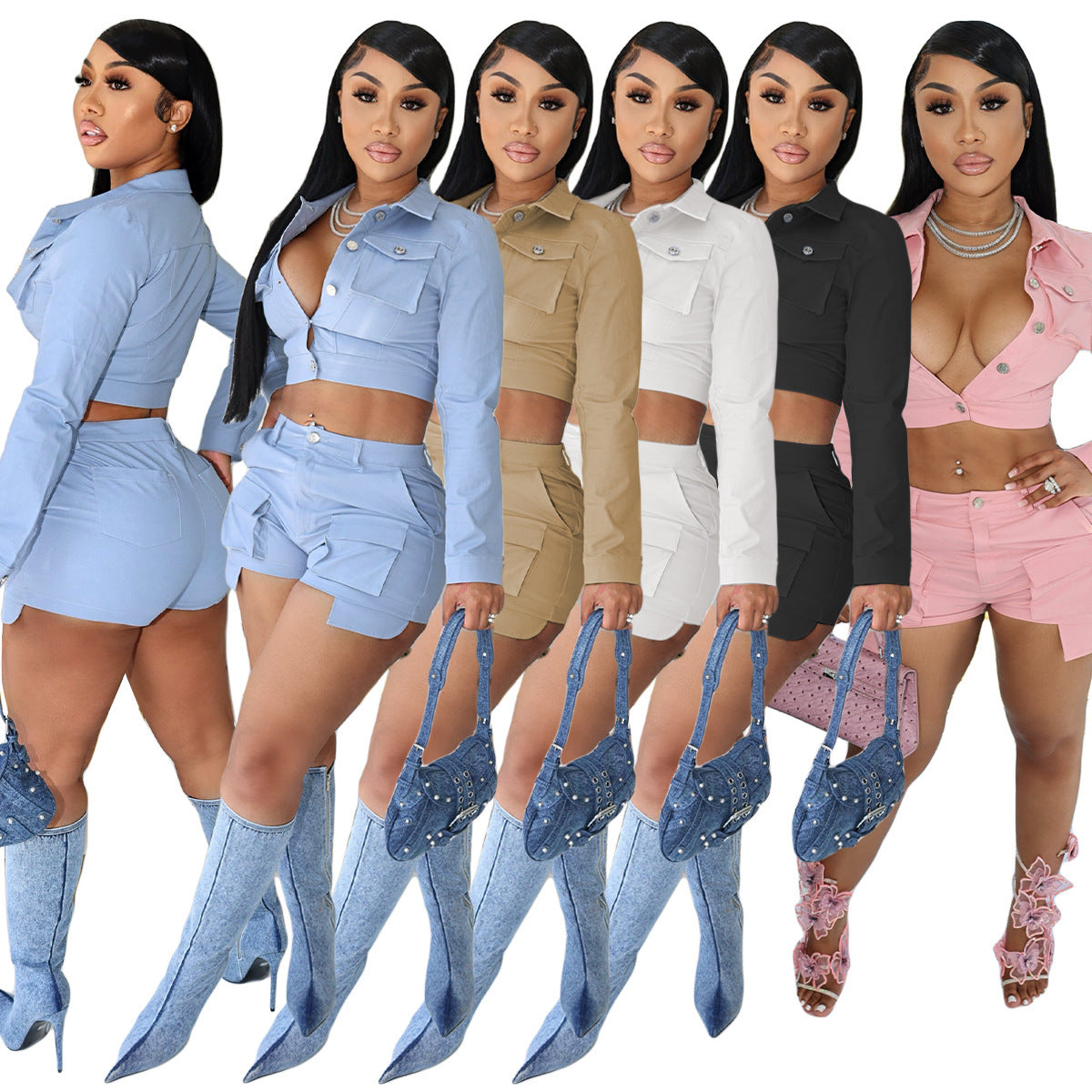 Solid Color Leisure Sports Two-piece Set
