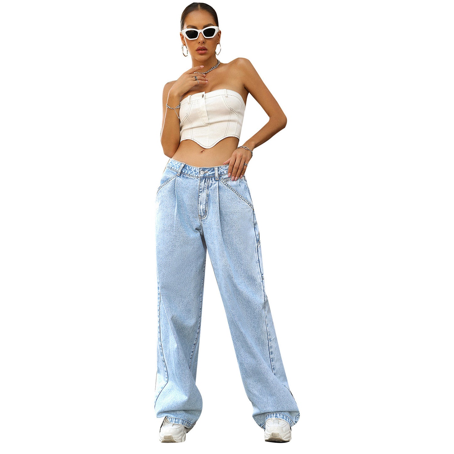 Trendy High Waist Loose Trousers