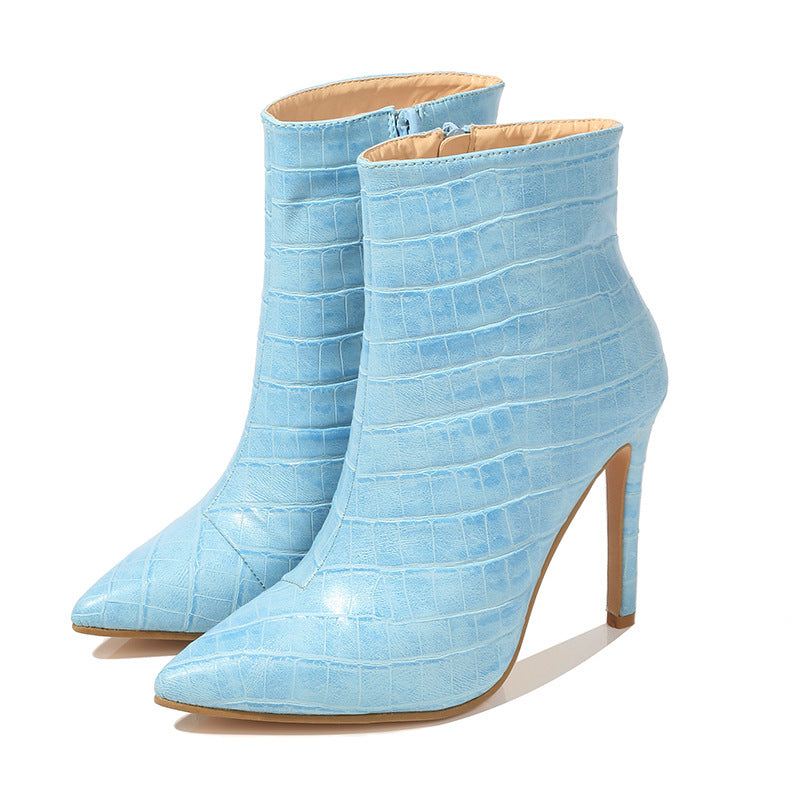 Snakeskin Print Back Zipper Boots