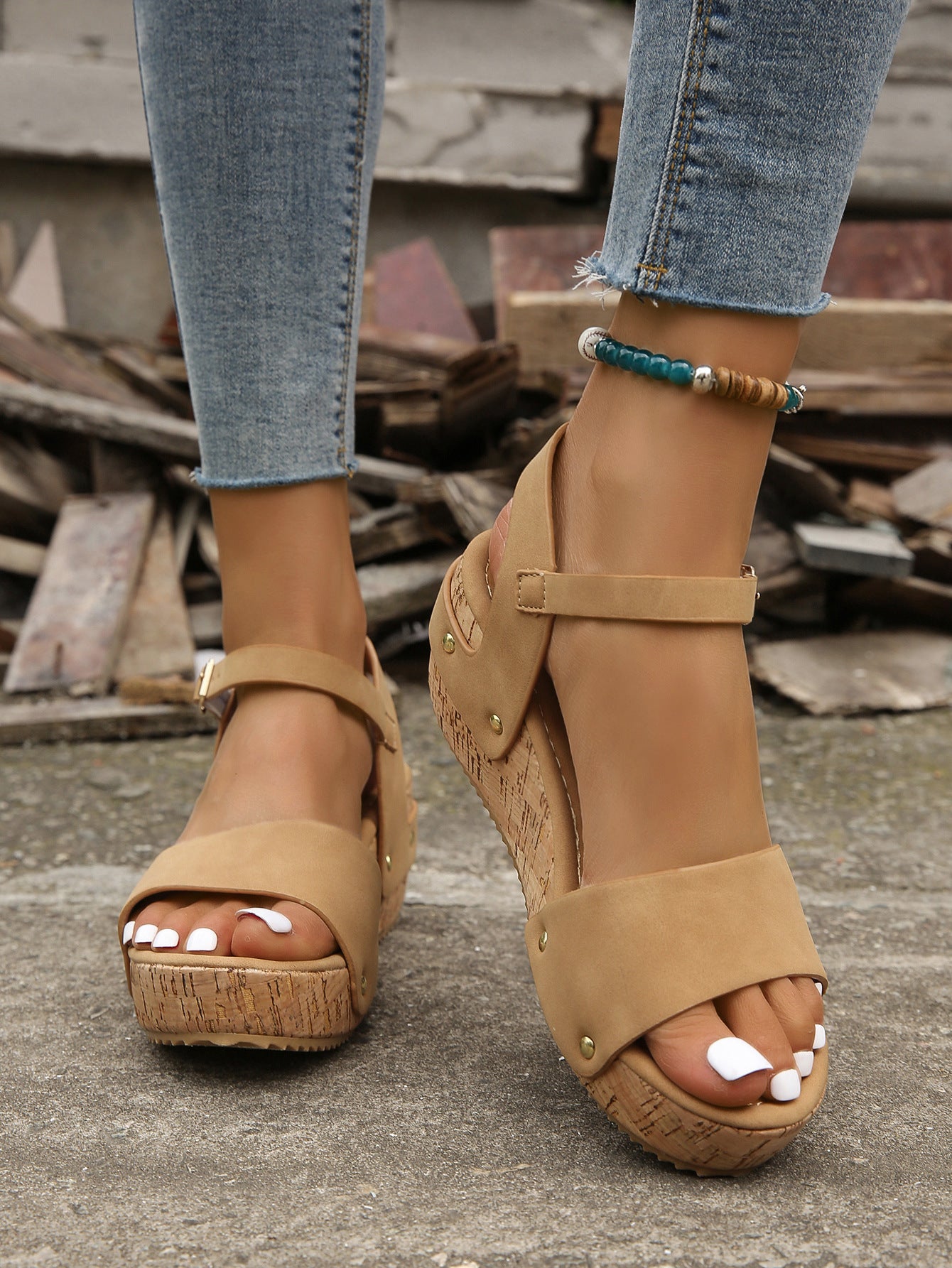 Buckle Rubber Sole Sandals