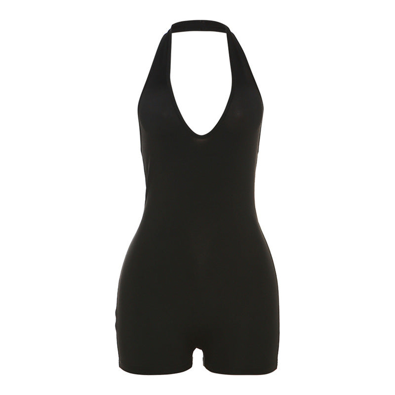 Deep V-neck Backless Tight Jumpsuit