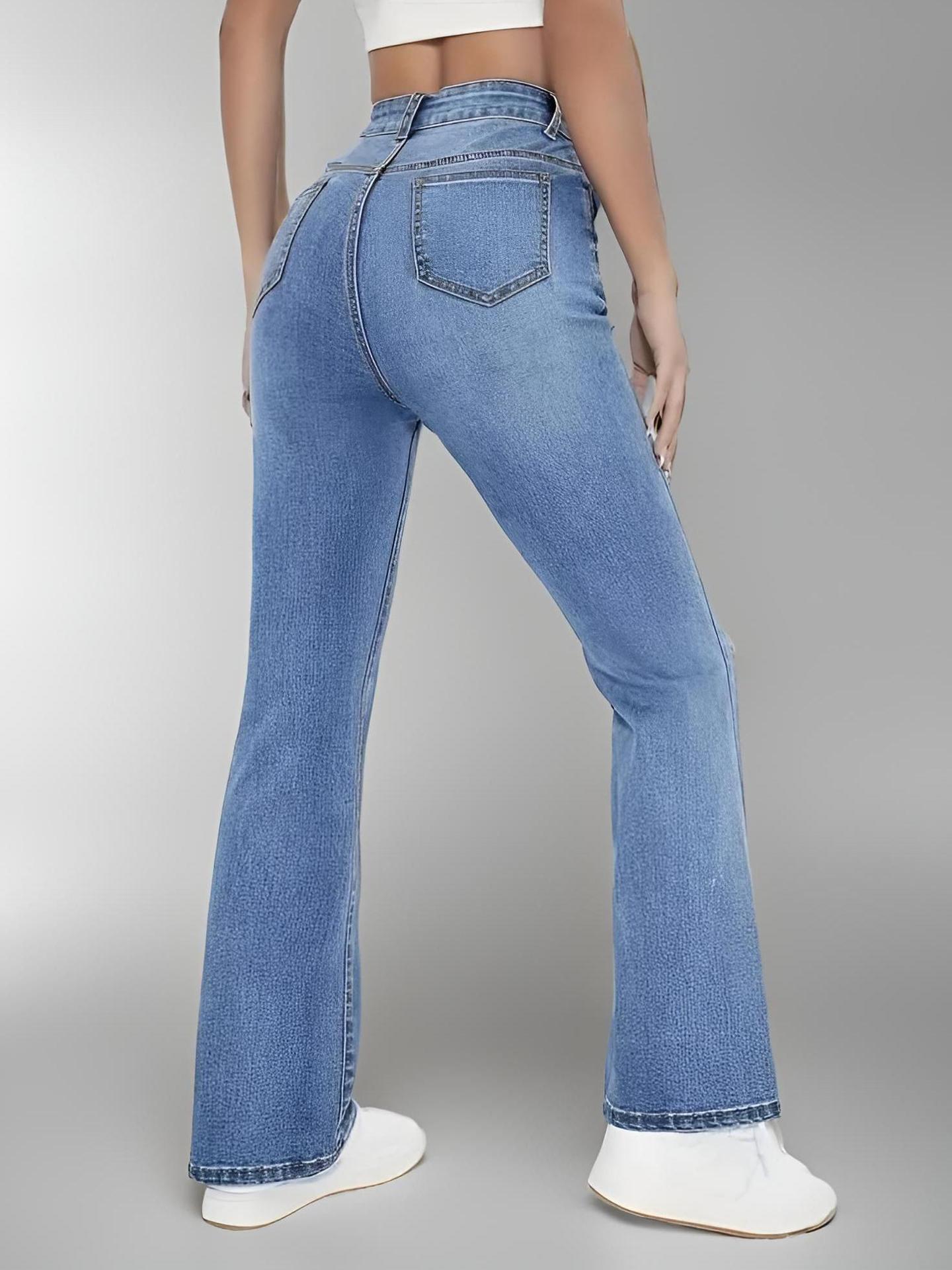 High Waist Straight Slim Fit All-match Stretch Jeans