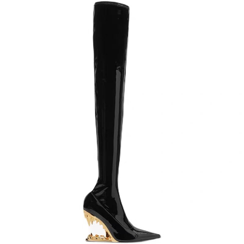 Patent Leather Stretch Boots