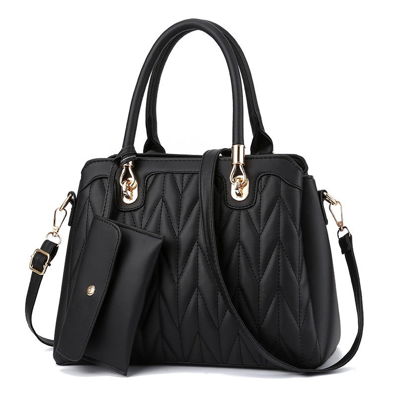 Embroidered Diamond Pattern Handbag