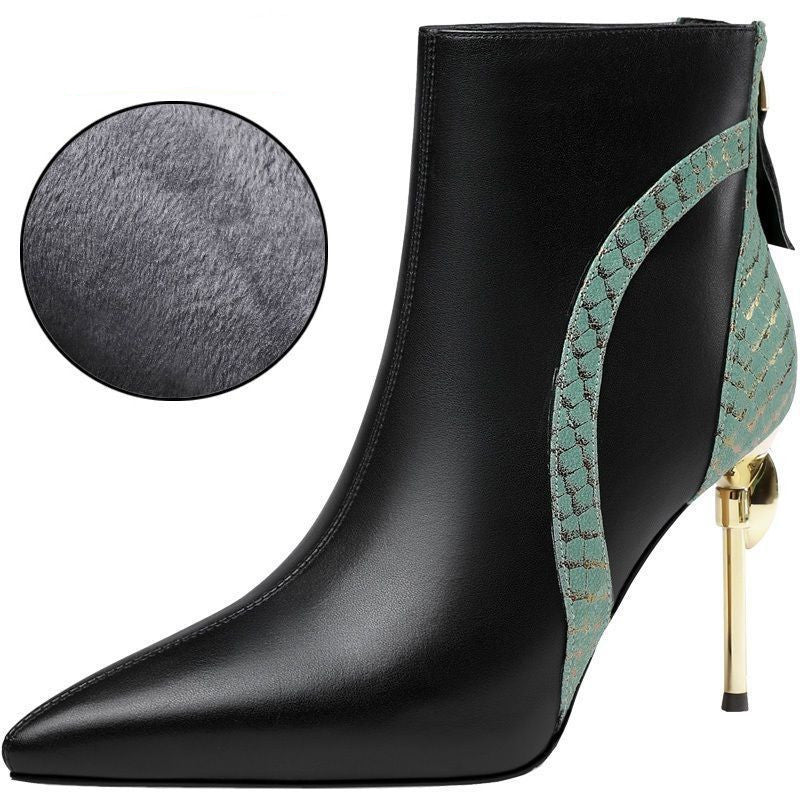 Leather Boots Niche High Heels