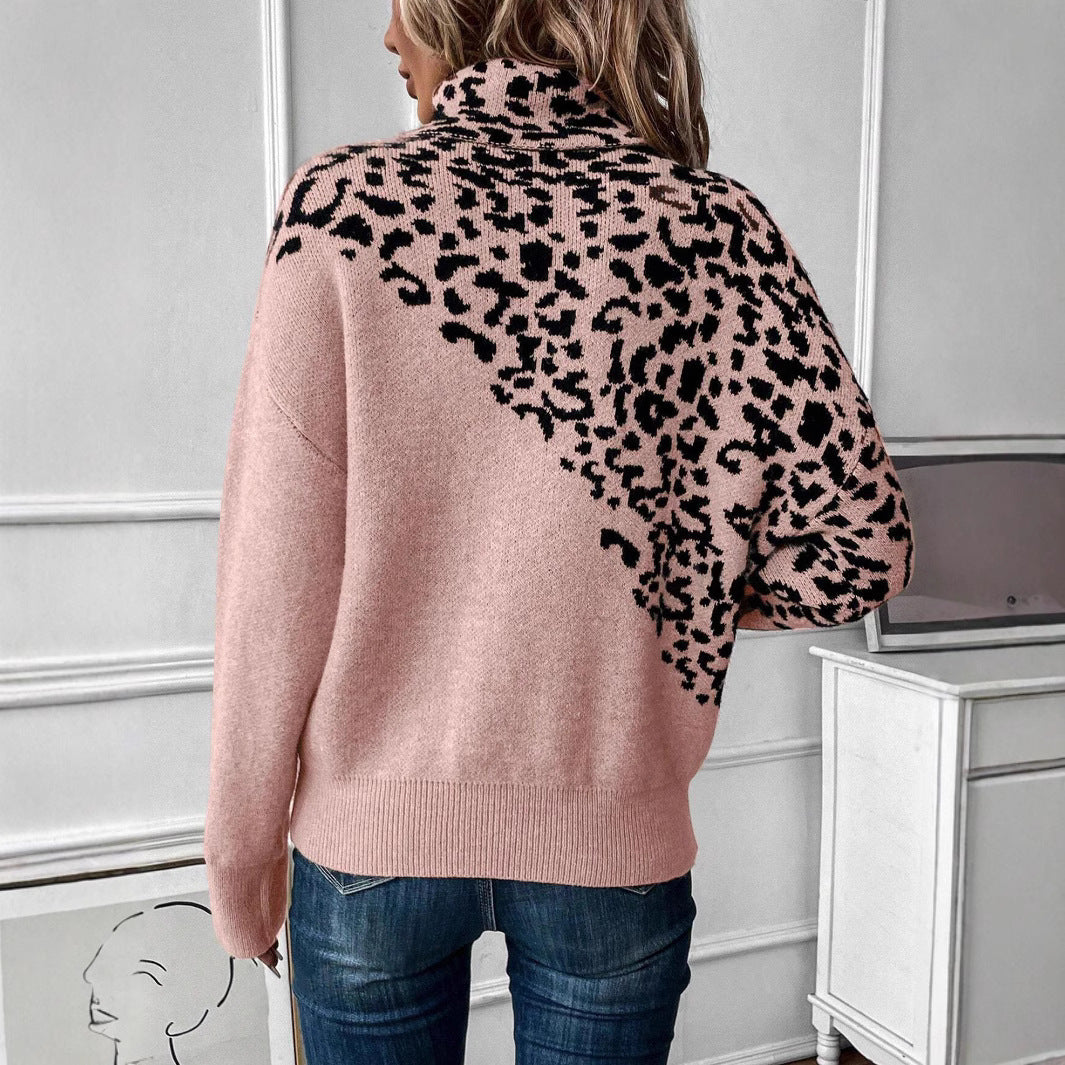 Turtleneck Leopard Casual Sweater