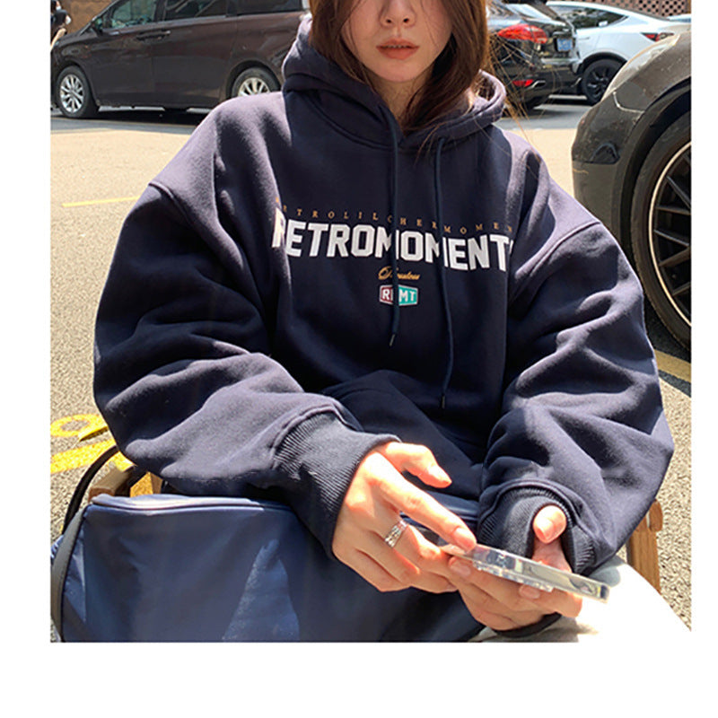 Velvet Hooded Sweatshirt