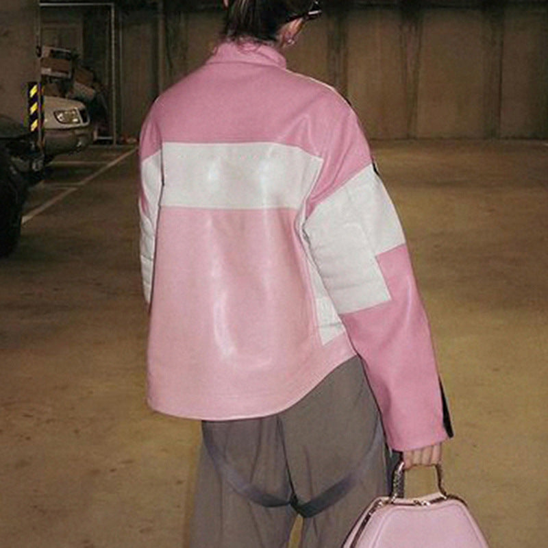 Pink Leather Coat