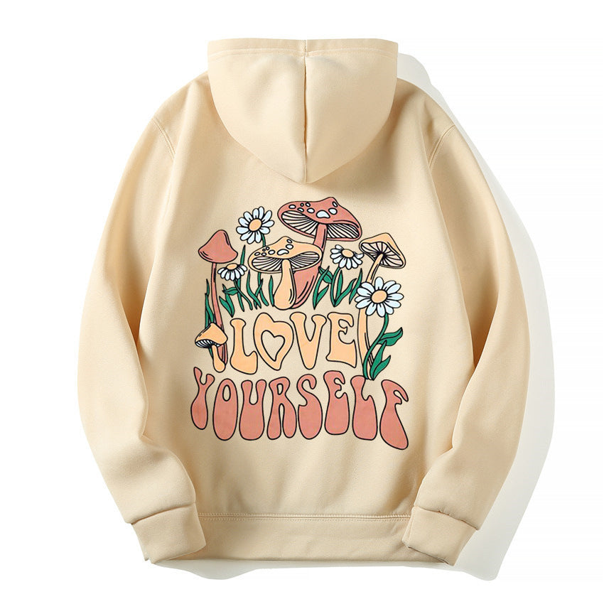 Loose Mushroom Slogan Hoodie