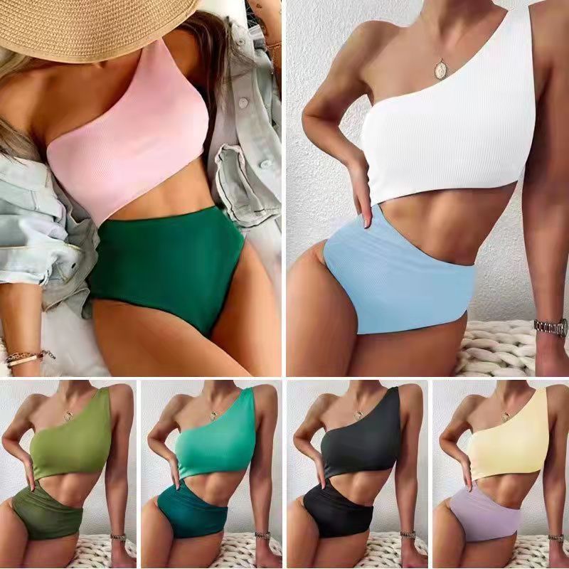 Triangle One-piece Bikini Hollow Out Vacation Swimsuit