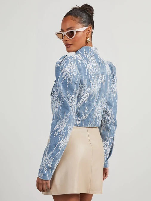 Floral Lace Denim Jacket