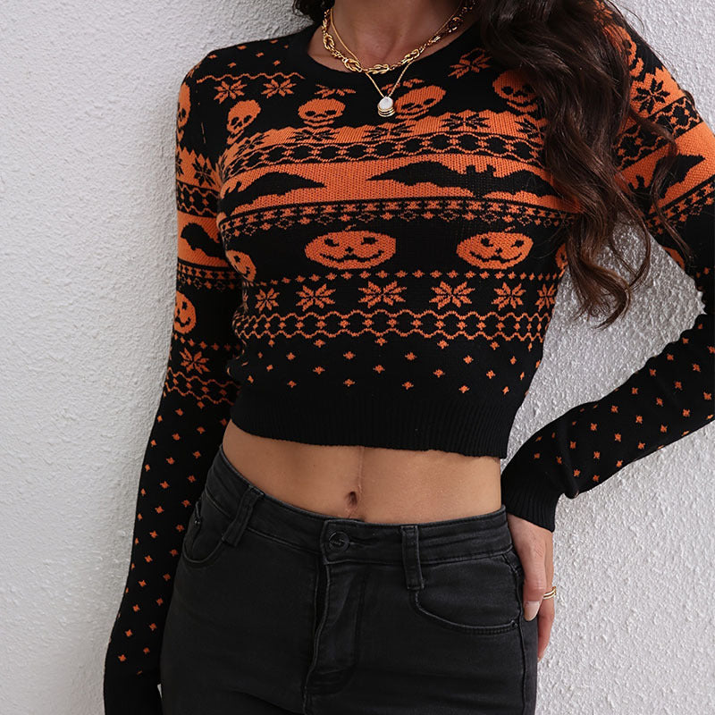 Jacquard Round Neck Sweater