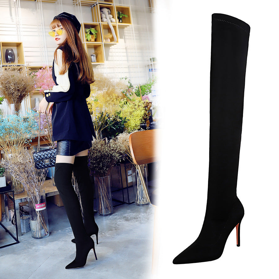 Pointed-toe Over-the-knee Boots