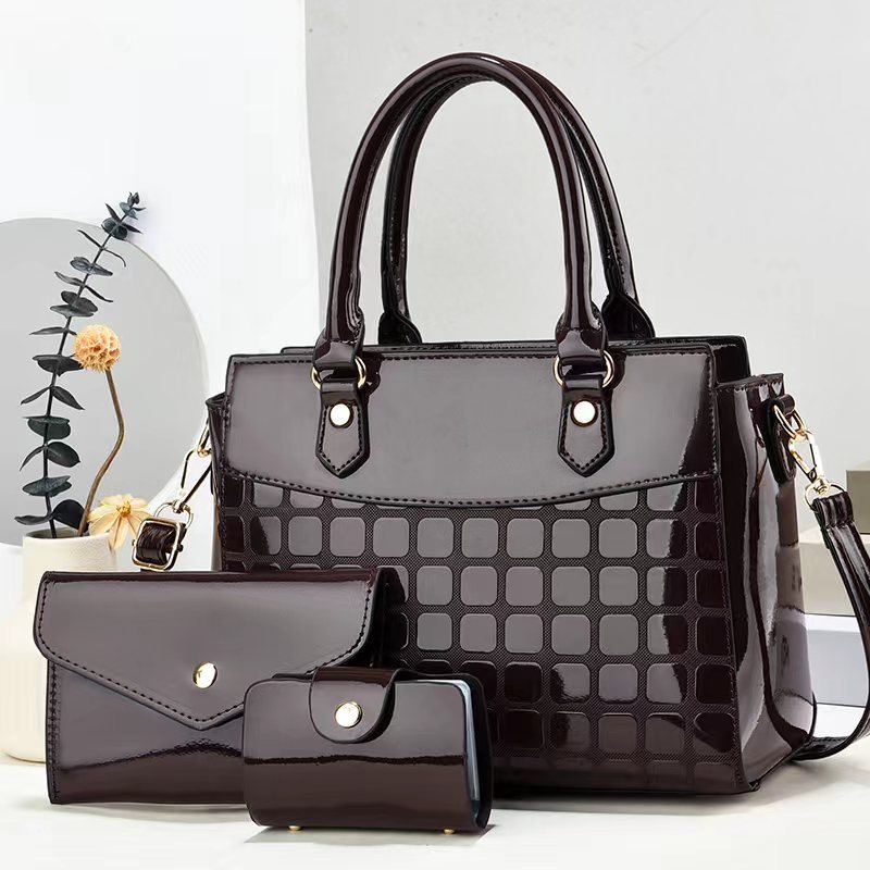 Bright Leather Embossed Large Shoulder Bag