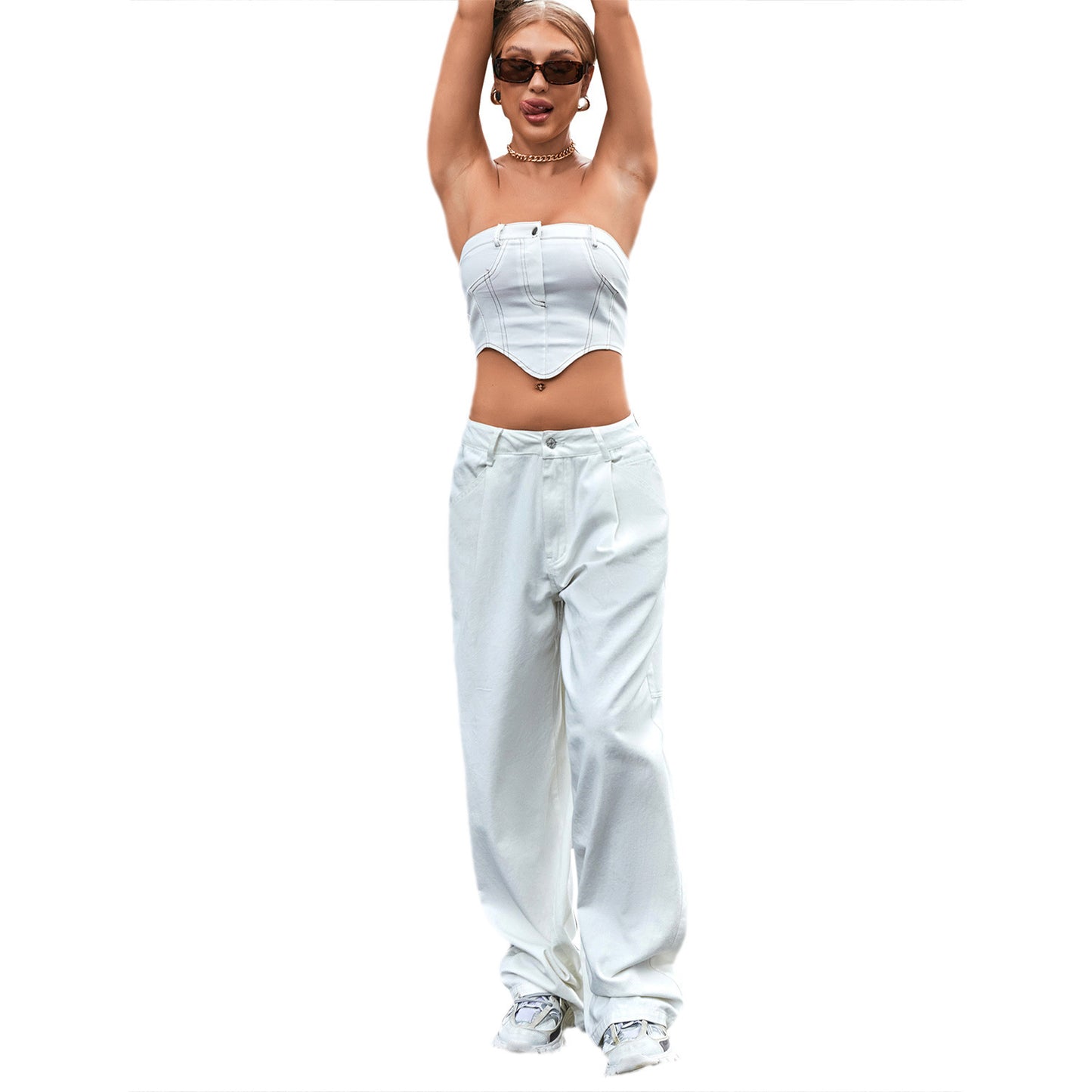 Trendy High Waist Loose Trousers