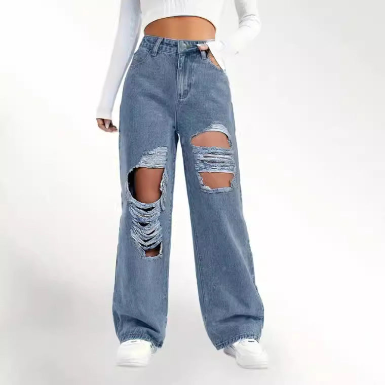 Fashion Ripped High Waist Jeans
