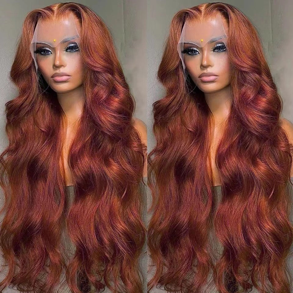 Front Lace Red Long Curly Wig