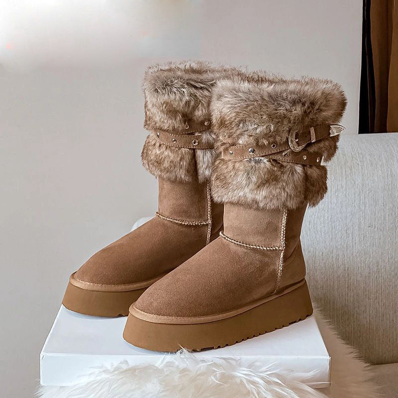 Fleece-lined Platform Padded Boots
