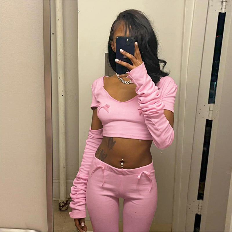 Temperament Leisure High Waist Cropped Suit