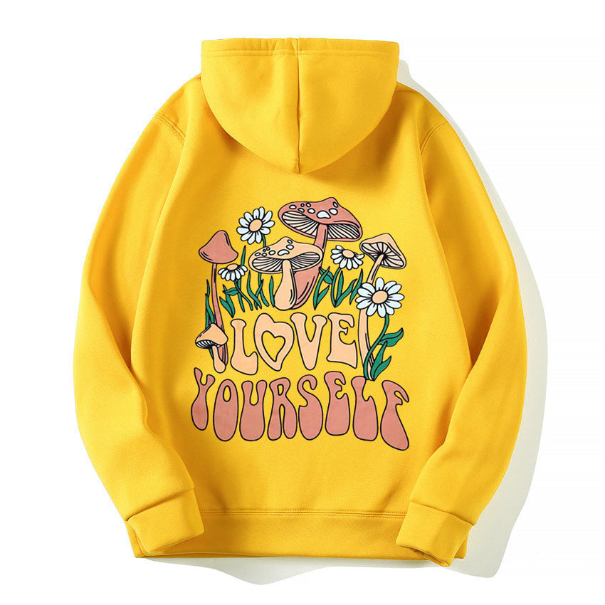 Loose Mushroom Slogan Hoodie