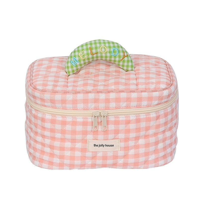 Plaid Cosmetic Bag Large Capacity