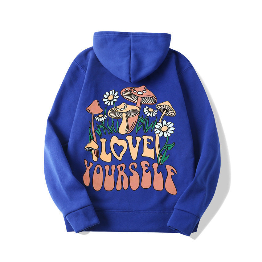 Loose Mushroom Slogan Hoodie