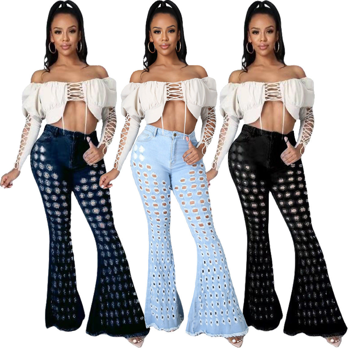 Sexy Stretch Denim Bell-bottom Pants