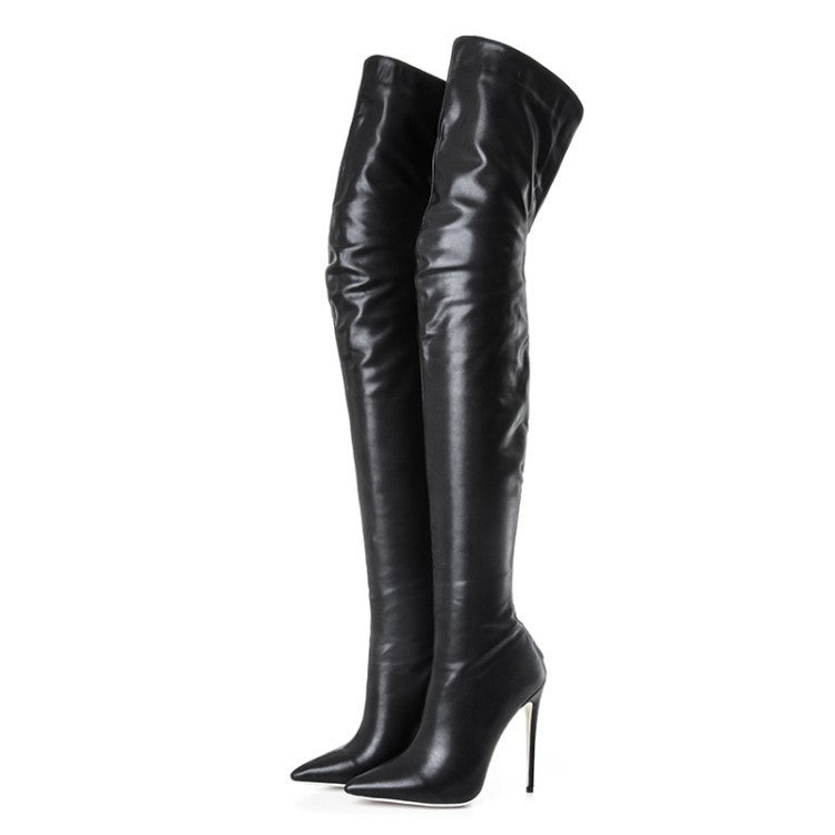 Over-the-knee Shiny Leather Boots