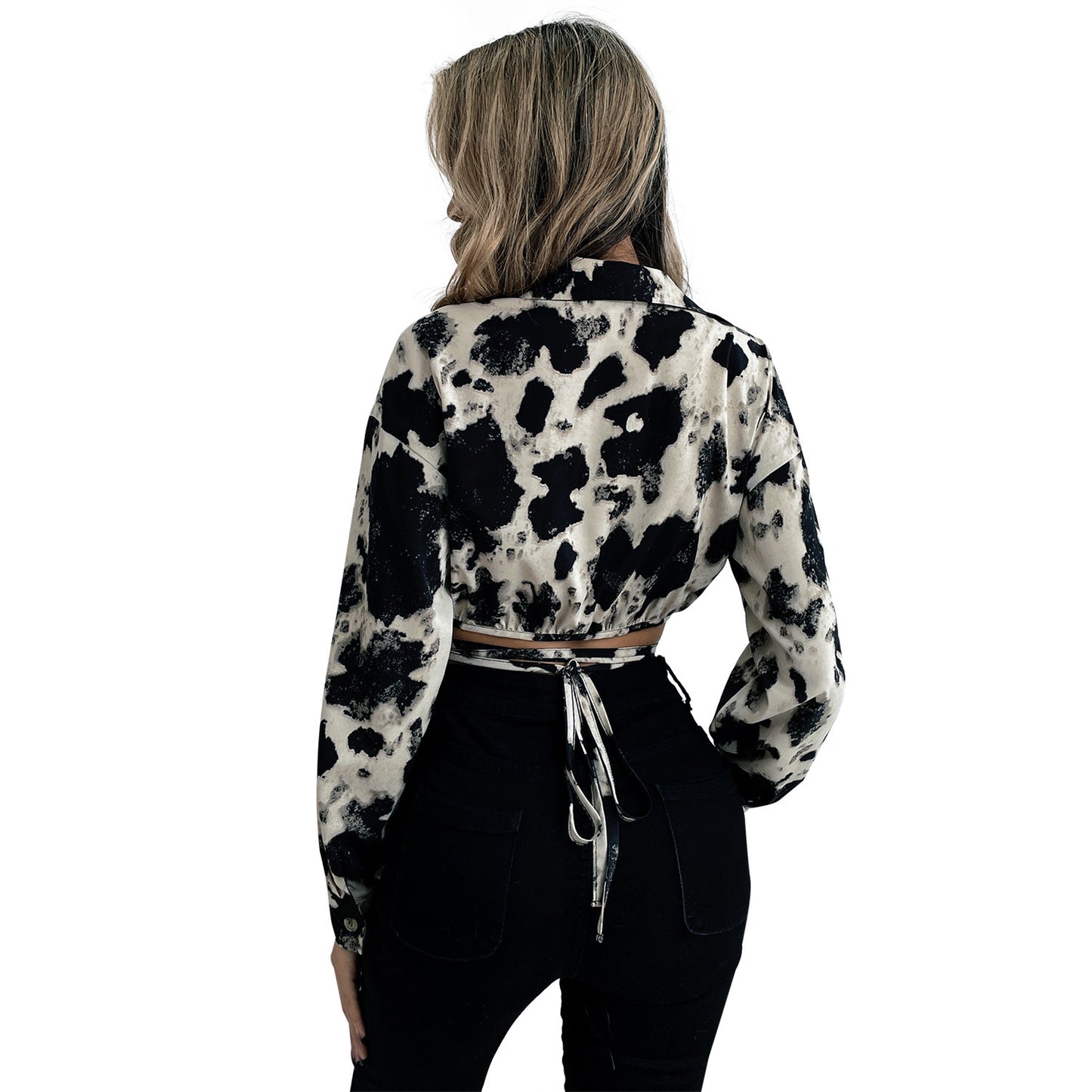 V-neck Lace-up Shirt
