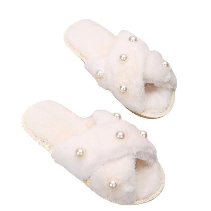 Warm Pearl Cross Slippers
