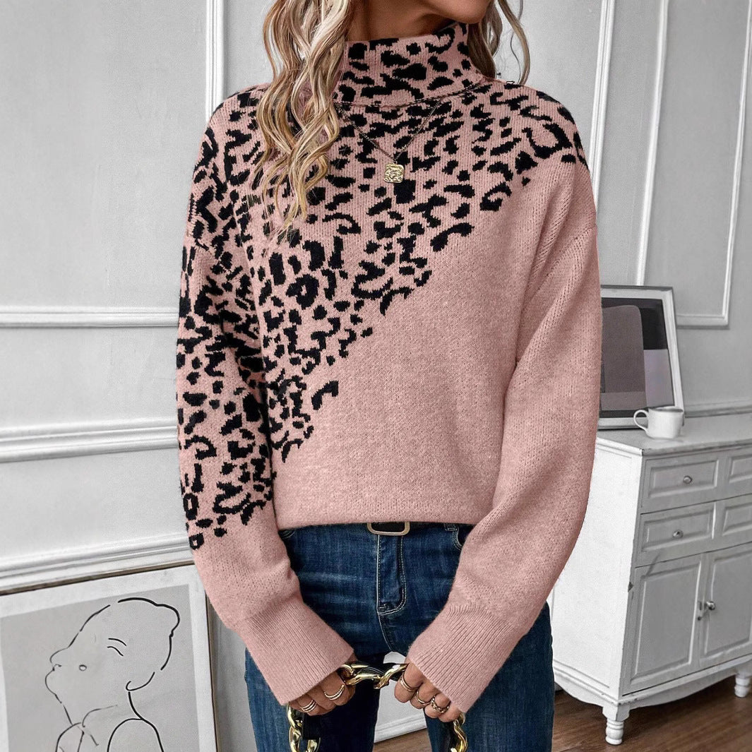 Turtleneck Leopard Casual Sweater