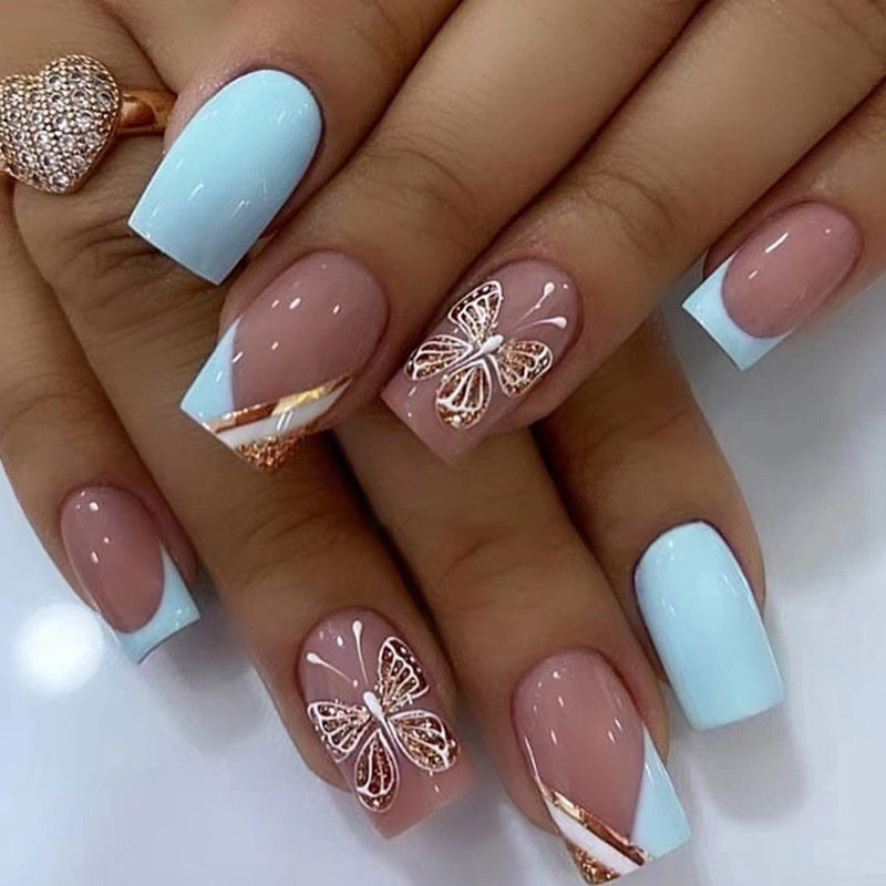 Purple French Nails