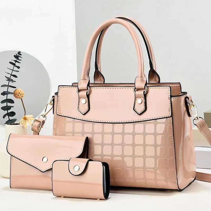 Bright Leather Embossed Large Shoulder Bag