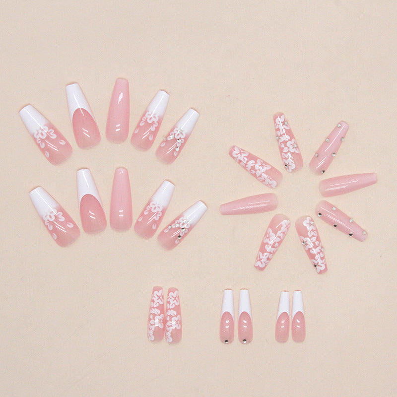 Long Diamond French Nails