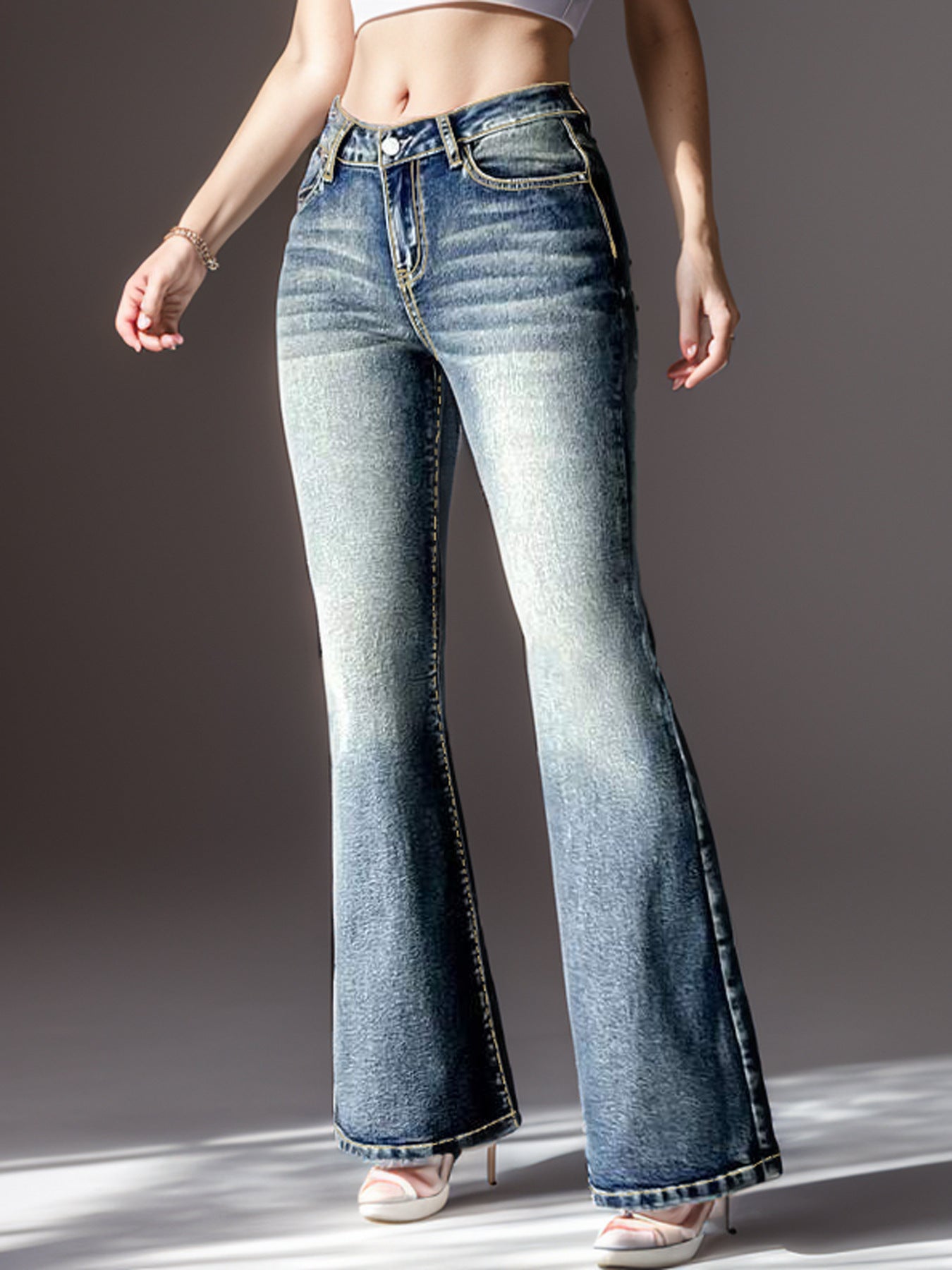 Vintage Elastic Pocket Jeans