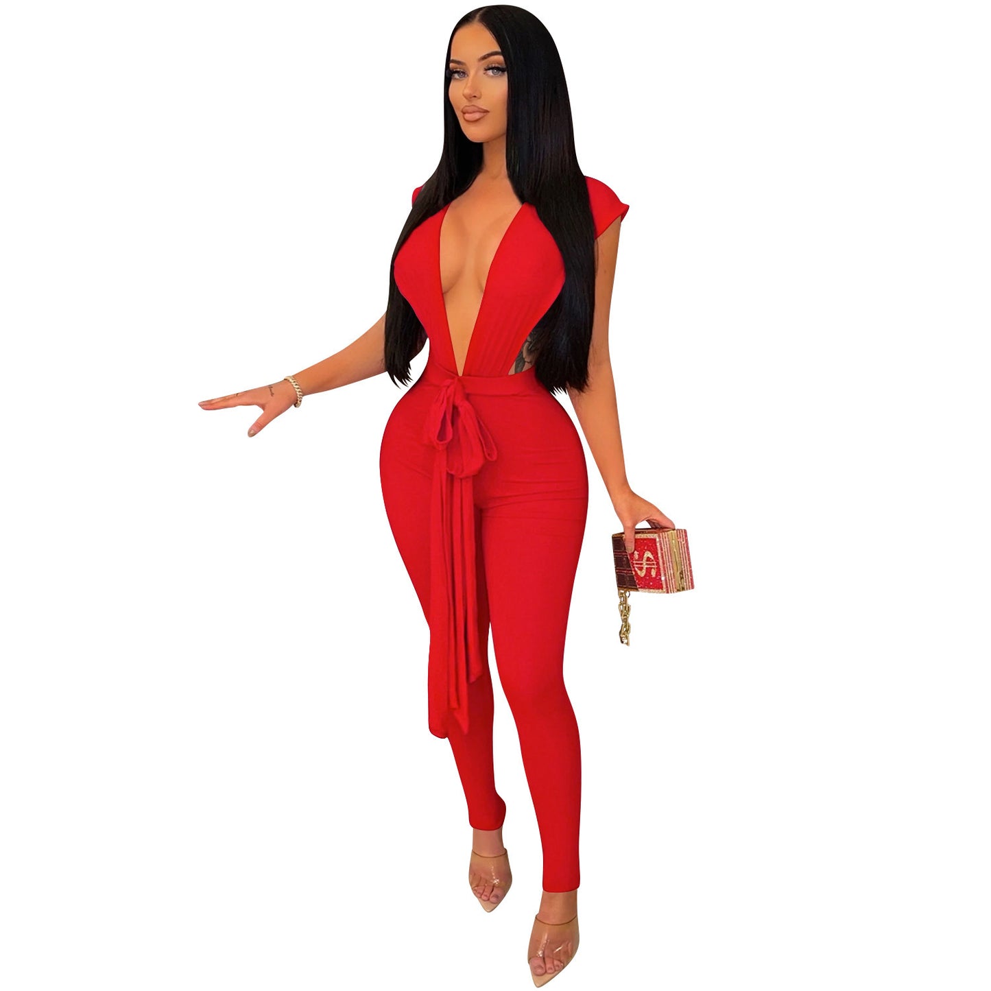 V-neck Sleeveless Jumpsuit