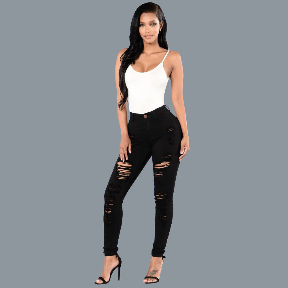 Slim-fit Multi-color Knee Ripped Jeans
