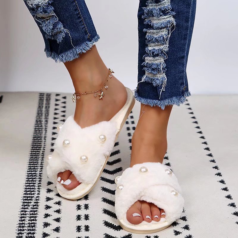 Warm Pearl Cross Slippers