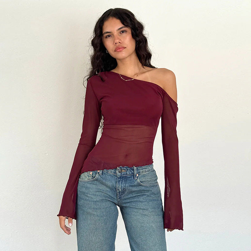 Wild Shoulder Gauzy Off-the-shoulder Long Sleeve