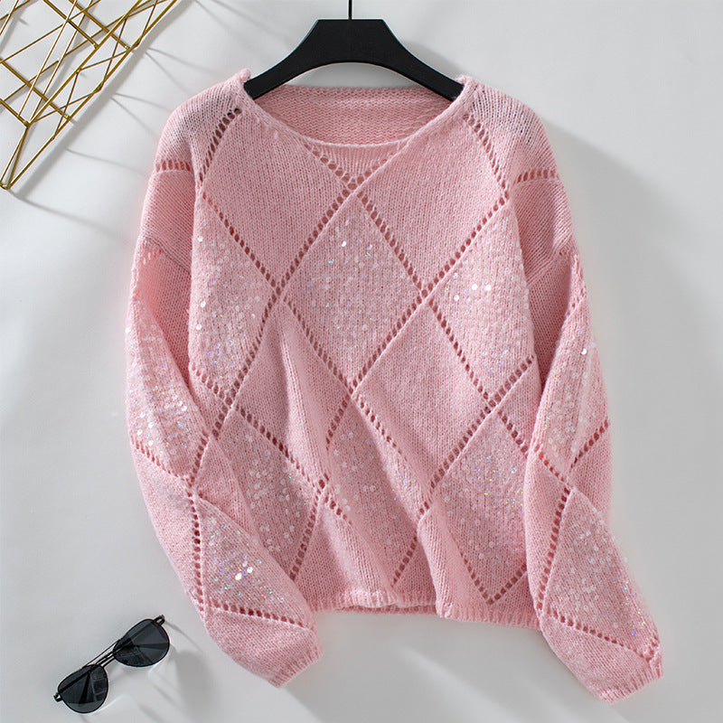 Sequined Knitted Pullover Loose Sweater