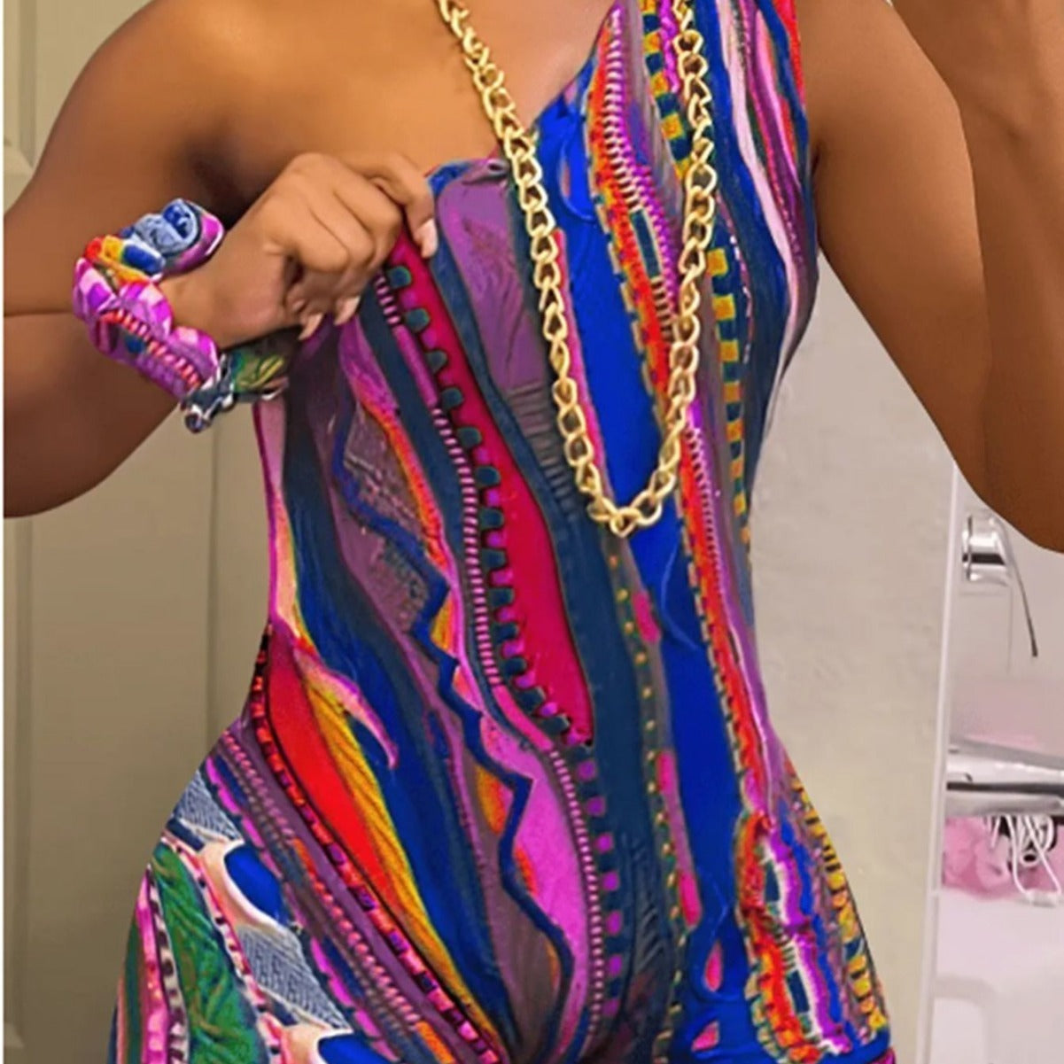 Diagonal Shoulder Jumpsuit