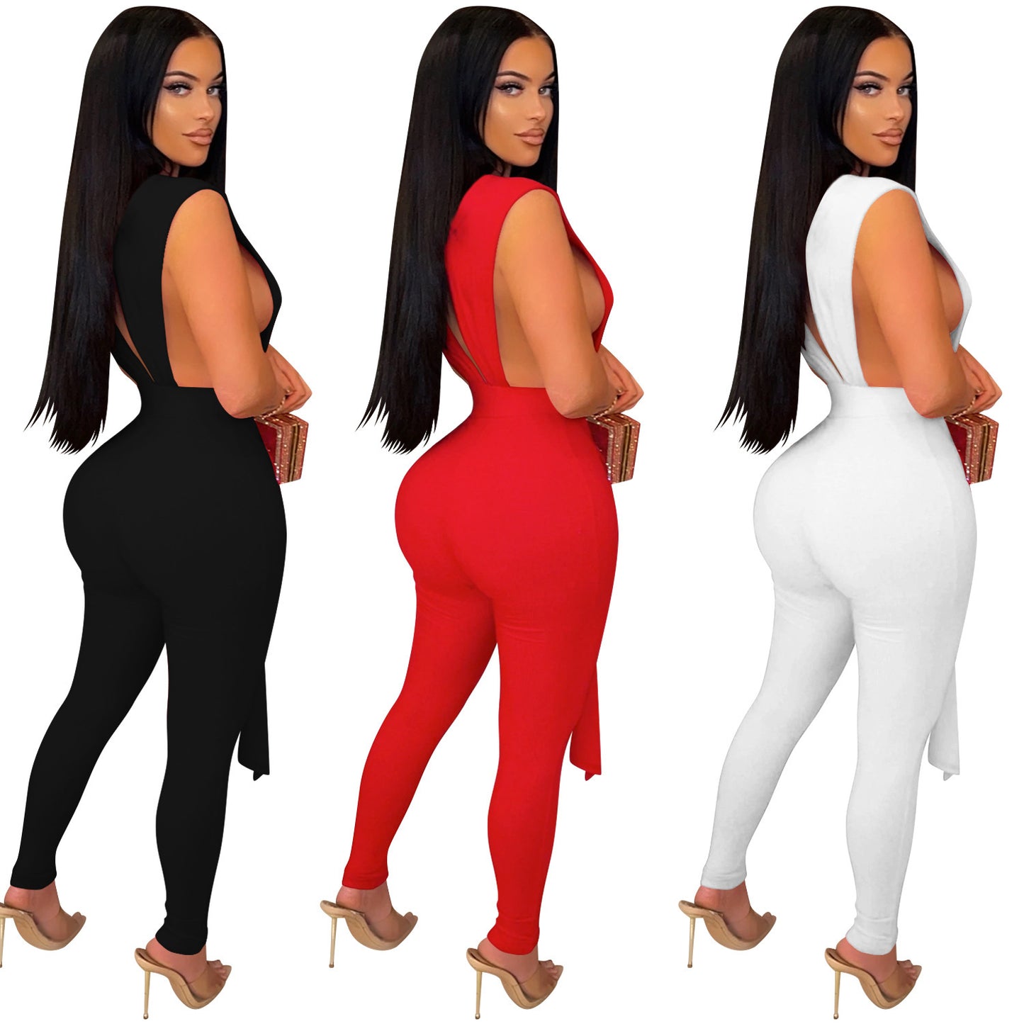 V-neck Sleeveless Jumpsuit