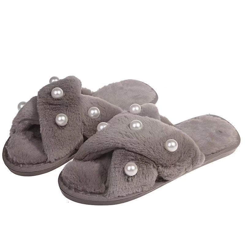 Warm Pearl Cross Slippers
