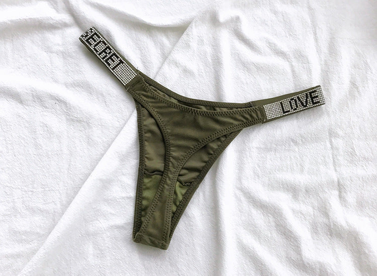 Low Waist Rhinestone G-string