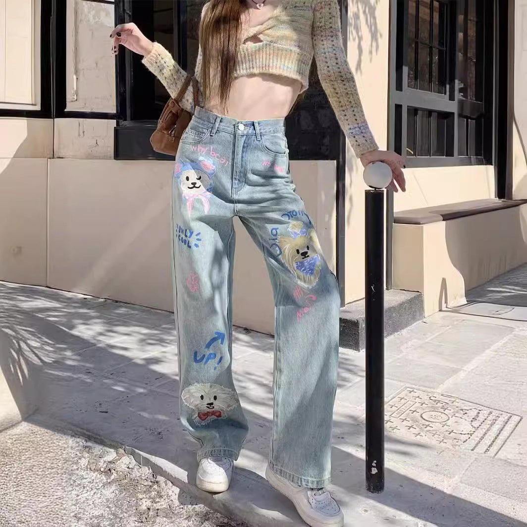 High Waist Loose Straight Wide Leg Jeans