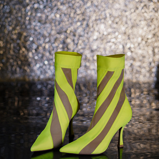 Pointed Toe Stretch High Heel Boots