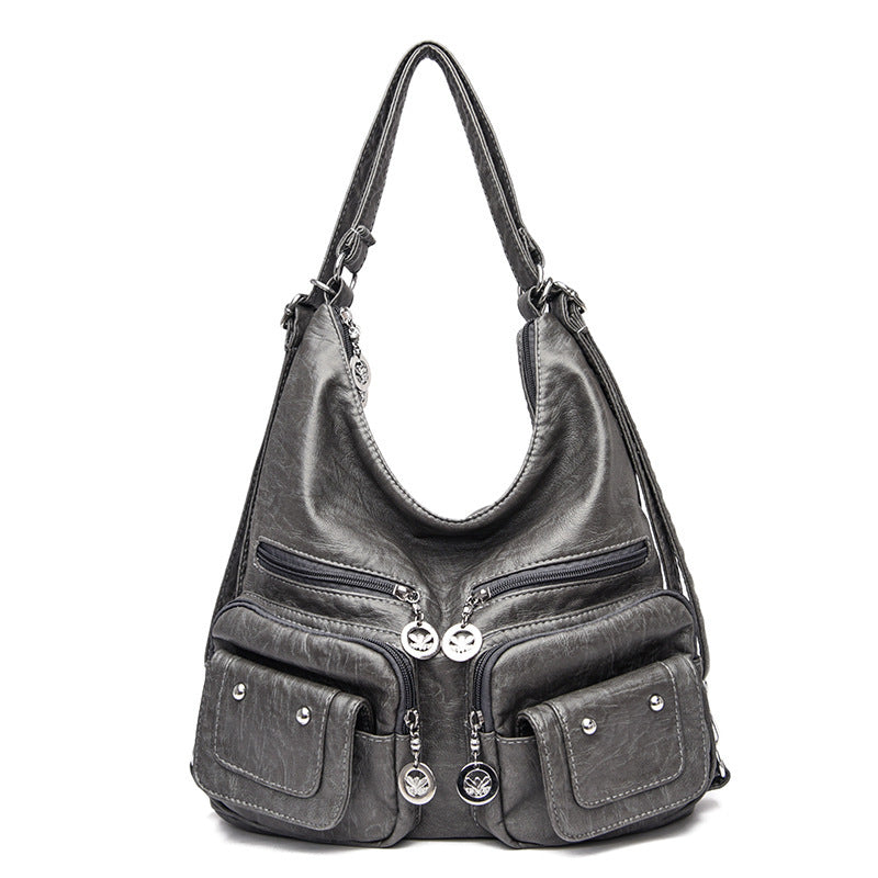 Soft Leather Textured Shoulder Bag